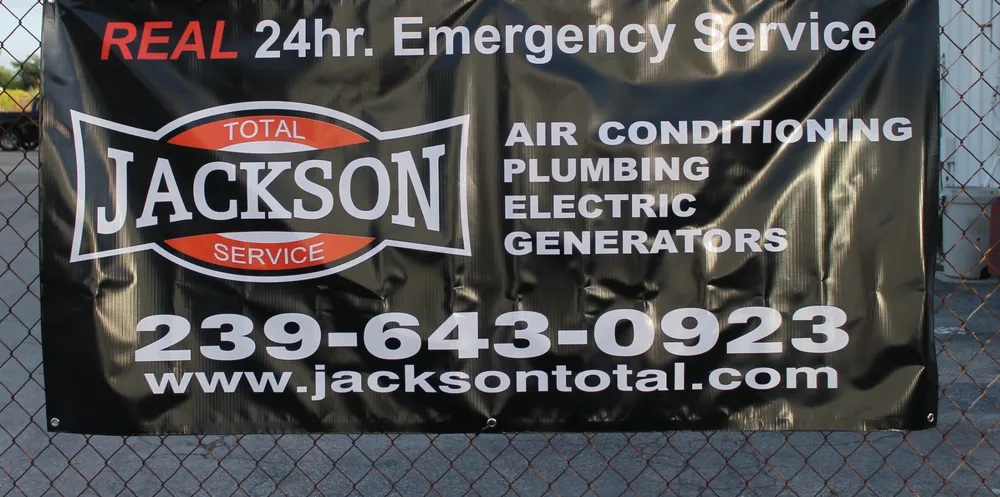 Jackson Total Service banner — real 24 hour emergency service for air conditioning, plumbing, electric and generators